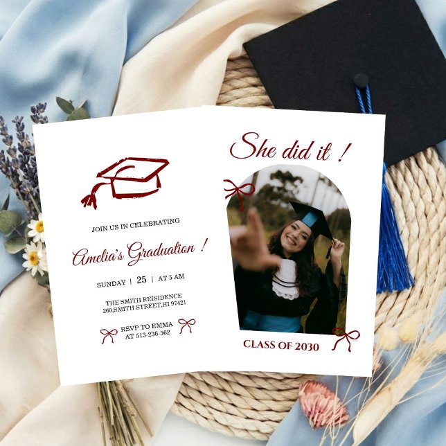  Hand drawn Bow graduation party invitation Inbjudningar (Skapare uppladdad)