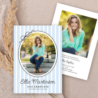 Hand Drawn Bow Photo Graduation Party Invitation Inbjudningar