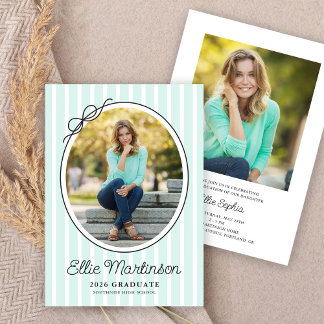 Hand Drawn Bow Photo Graduation Party Invitation Inbjudningar