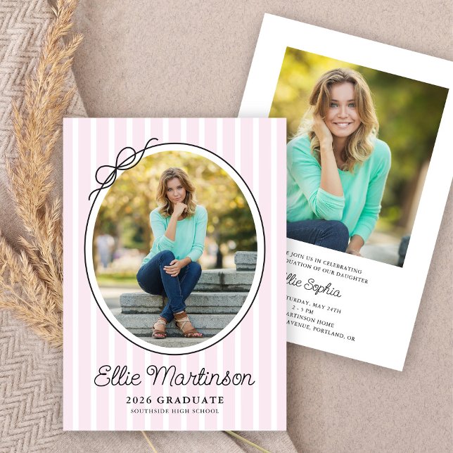 Hand Drawn Bow Photo Graduation Party Invitation Inbjudningar (Skapare uppladdad)