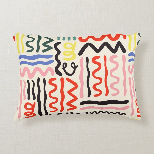 Hand drawn brush pattern, zigzags, lines and curve prydnadskudde (Framsidan)