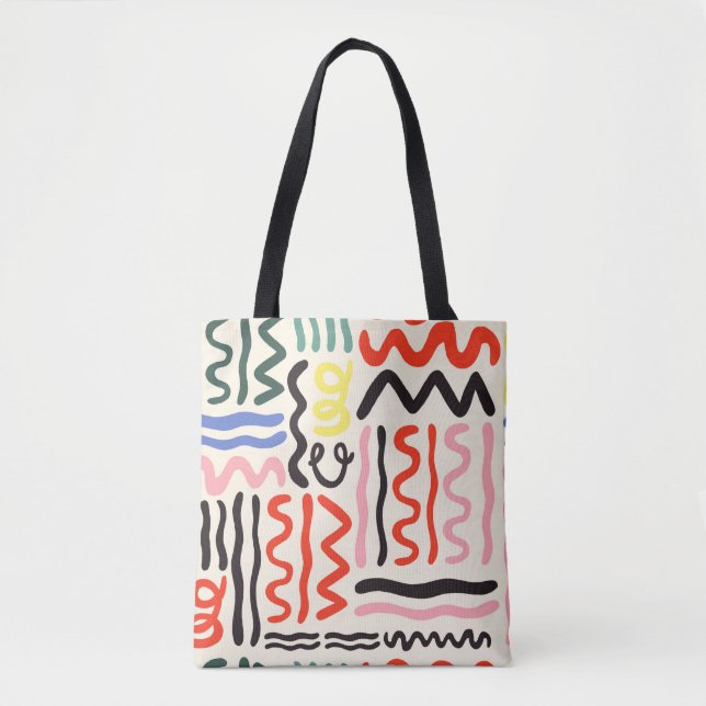 Hand drawn brush pattern, zigzags, lines and curve tygkasse (Framsida)