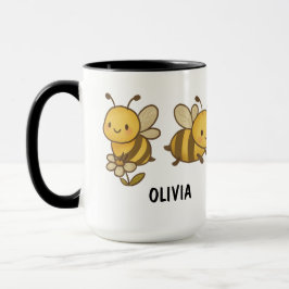 Hand Drawn Bumble Bees Custom Cute Mugg