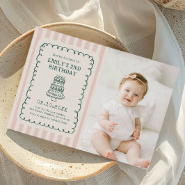 Hand Drawn Cake Quirky Unique Birthday Party Photo Inbjudningar