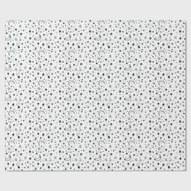 Hand Drawn Celestial Night Sky Pattern Presentpapper (Platt)