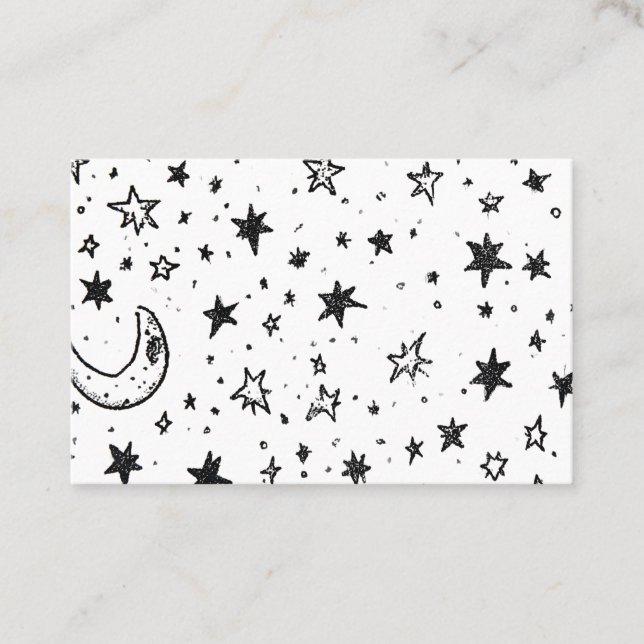 Hand Drawn Celestial Night Sky Pattern Visitkort (Framsida)