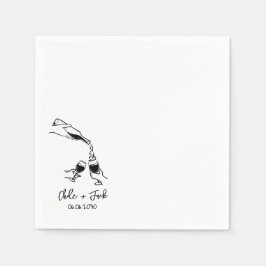 Hand Drawn Champagne Tower Glass Wedding Napkins Pappersservett