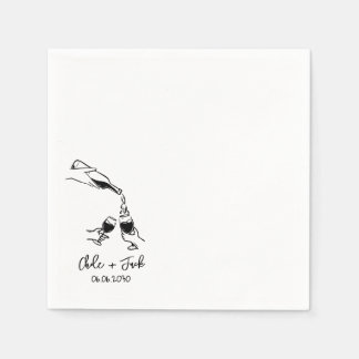 Hand Drawn Champagne Tower Glass Wedding Napkins Pappersservett