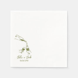 Hand Drawn Champagne Tower Glass Wedding Napkins Pappersservett