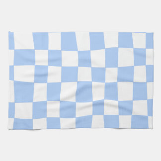 Hand Drawn Checkerboard Pattern (sky blue/white) Kökshandduk