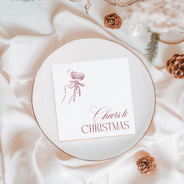 Hand Drawn "Cheers to Christmas" Holiday Party Pappersservett (Hand Drawn "Cheers to Christmas" Holiday Party Napkins)
