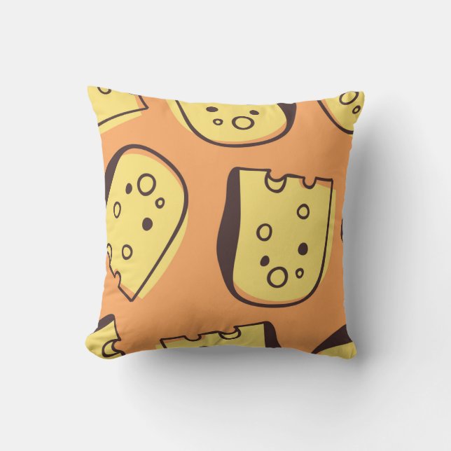 Hand-Drawn Cheese: Artistic Seamless Mönster. Kudde (Framsida)