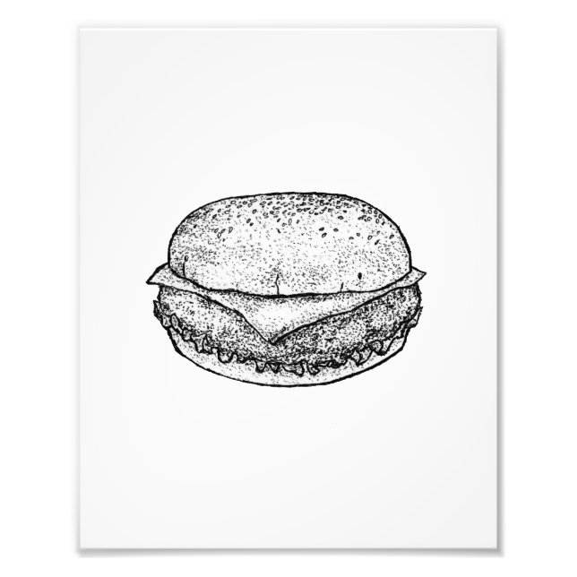 Hand-Drawn Cheeseburger Art Print Fototryck (Framsidan)