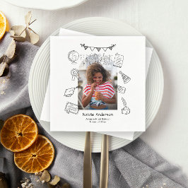 Hand Drawn Chic Arch Photo Graduate Party Pappersservett