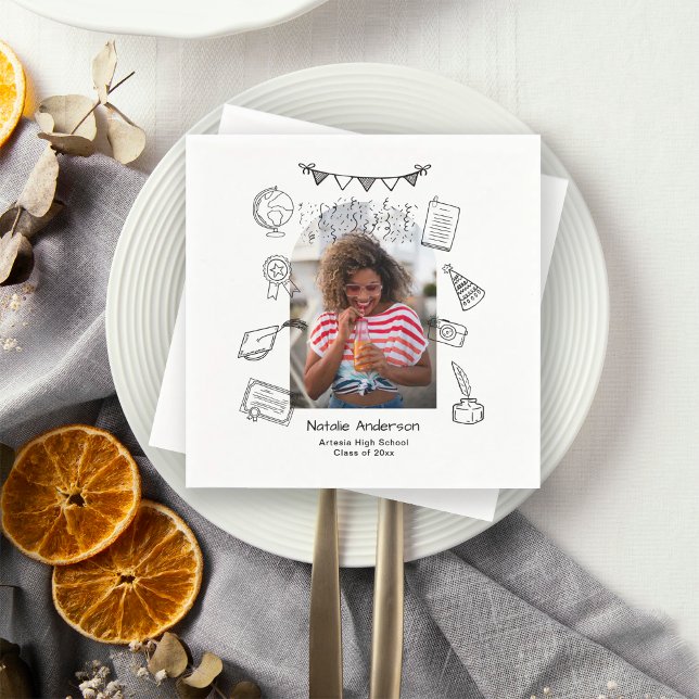 Hand Drawn Chic Arch Photo Graduate Party Pappersservett (Skapare uppladdad)