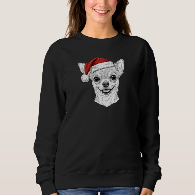 Hand-Drawn Chihuahua Christmas Custom Name Dog T Shirt (Framsida)