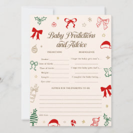 Hand Drawn Christmas Baby Shower Predictions Game Inbjudningar