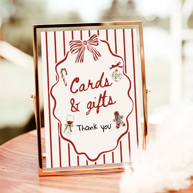 Hand Drawn Christmas Bridal Shower Cards and Gifts Poster (Skapare uppladdad)