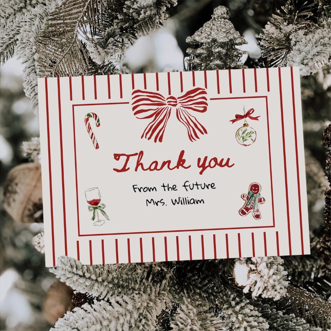 Hand Drawn Christmas Bridal Shower Tack Kort (Skapare uppladdad)