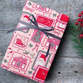 Hand Drawn christmas doodles pink custom name Presentpapper