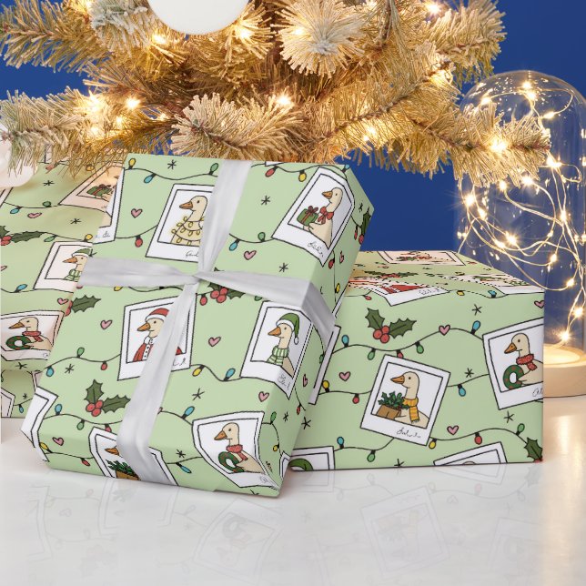 Hand Drawn  Christmas Geese Wrapping Paper Roll Presentpapper (Helgdagar)