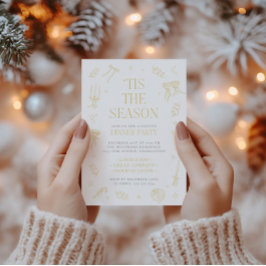 Hand Drawn Christmas Holiday Dinner Party Invite Julkort