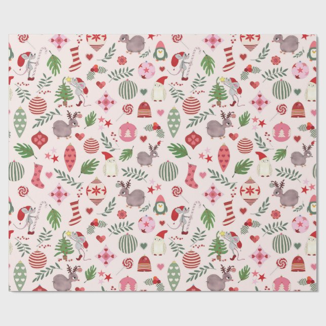 Hand-drawn Christmas Icons Wrapping Paper Presentpapper (Platt)