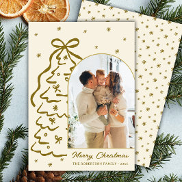 Hand-Drawn Christmas Tree Arch Photo Christmas Julkort