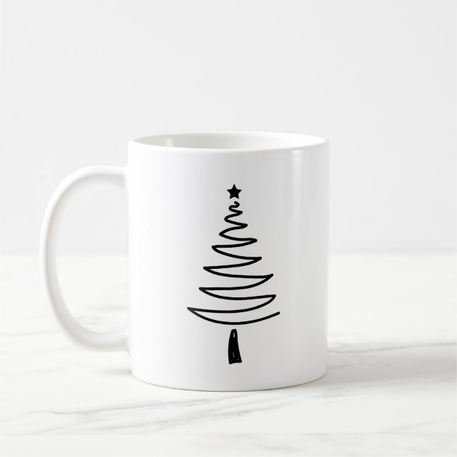 Hand Drawn christmas tree Kaffemugg (Vänster)
