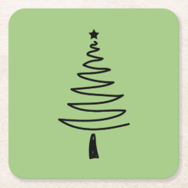 Hand Drawn christmas tree Underlägg Papper Kvadrat
