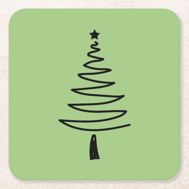 Hand Drawn christmas tree Underlägg Papper Kvadrat (Framsidan)