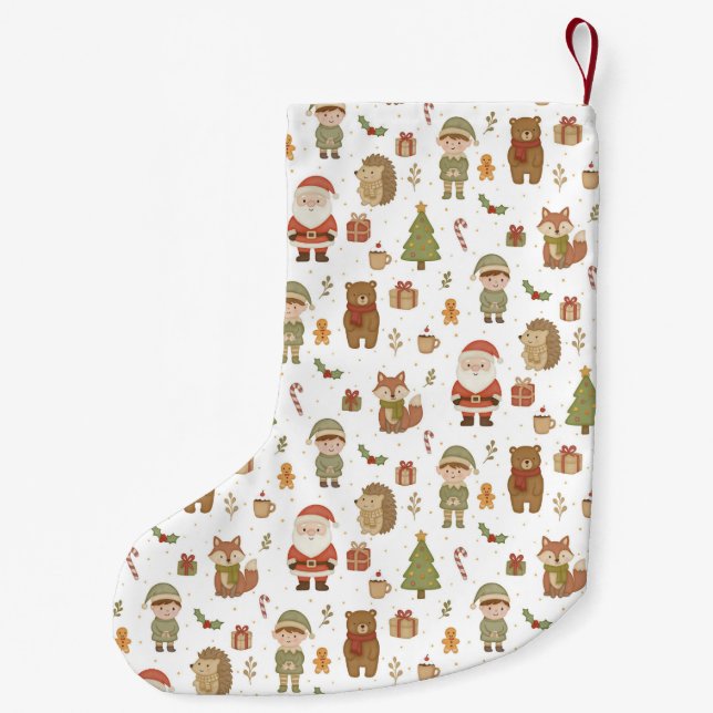 Hand Drawn Christmas Woodland - Christmas Stocking Liten Julstrumpa (Baksidan)