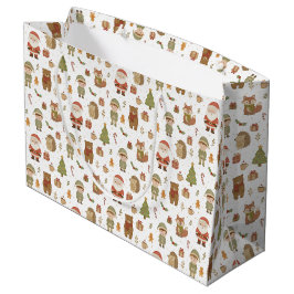 Hand Drawn Christmas Woodland Large Gift Bag