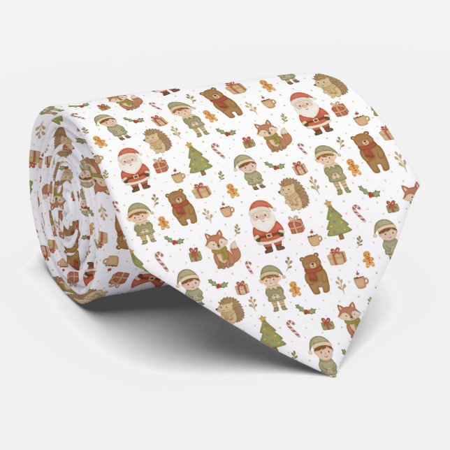 Hand Drawn Christmas Woodland Neck Tie Slips (Rullad)