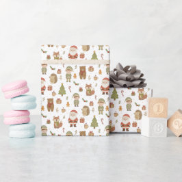Hand Drawn Christmas Woodland Wrapping Paper Roll Presentpapper