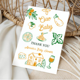 Hand Drawn Ciao Italian Pizza & Pasta Baby Shower Tack Kort