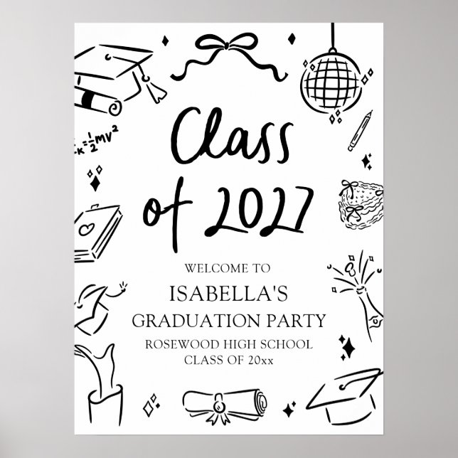 Hand Drawn Class of 2027 Graduation Party Welcome Poster (Framsidan)
