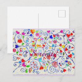 Hand Drawn Colorful Floral Swirl Pattern Vykort