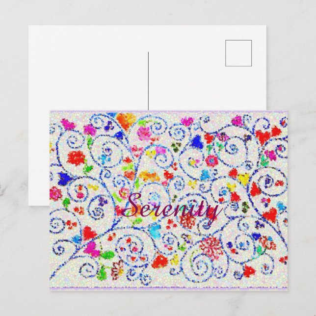 Hand Drawn Colorful Floral Swirl Pattern Vykort (Fram/baksida)