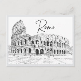 Hand drawn Colosseum Rome Italy Landmark Vykort