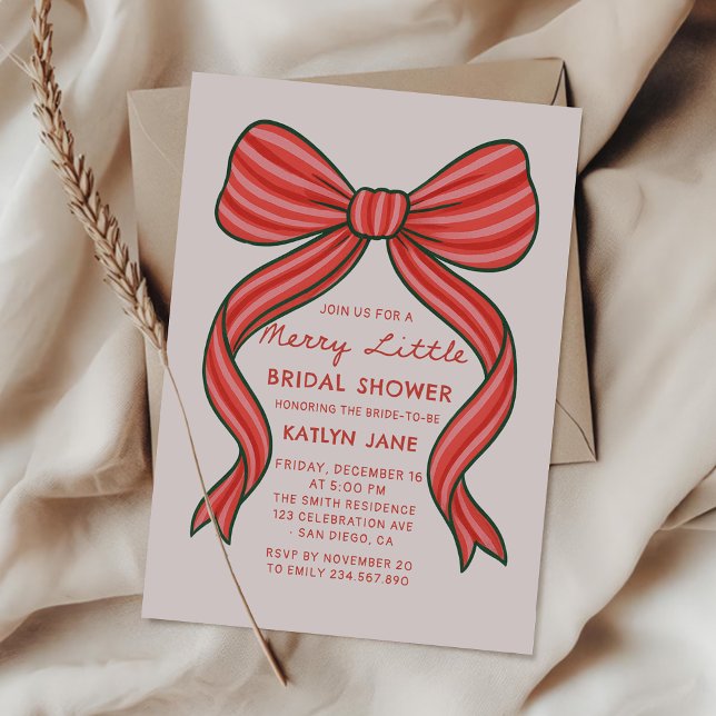 Hand Drawn Coquette Christmas Bridal Shower  Inbjudningar (Skapare uppladdad)