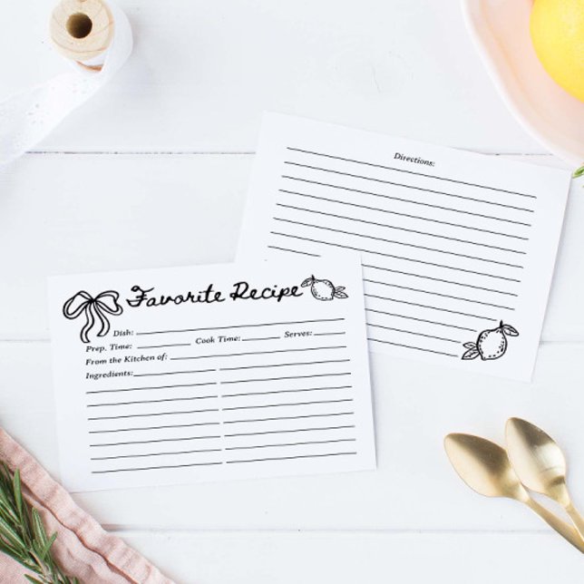 Hand Drawn Coquette Lemon Recipe Card (Skapare uppladdad)