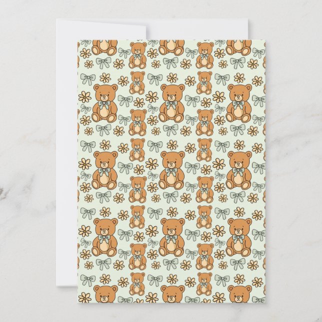 Hand-Drawn Coquette Teddy Bears Seamless Pattern Inbjudningar (Framsida)