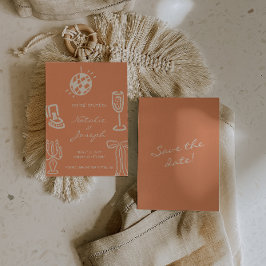 Hand Drawn Coral Romantic Whimsical Wedding Spara Datumet
