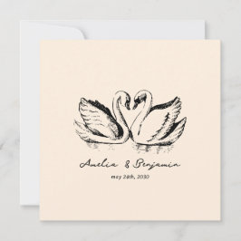hand drawn Couple Swan Whimsical Wedding Inbjudningar