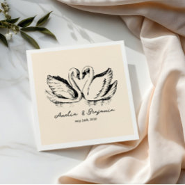 hand drawn Couple Swan Whimsical Wedding Pappersservett