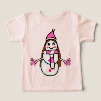 Hand-Drawn Cute Snow Woman – A Young Artist's Visi T Shirt