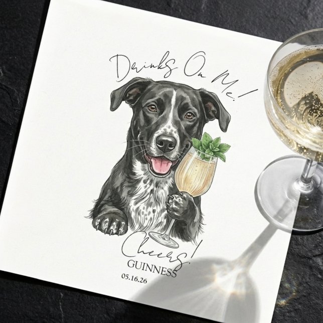 Hand Drawn Dog Portrait Signature Drink  Pappersservett (Hand Drawn Dog Portrait Signature Drink Napkins)