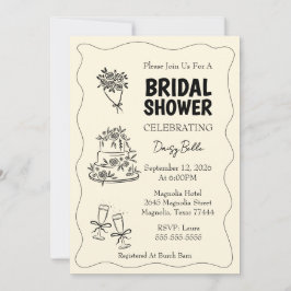 Hand Drawn Doodle Bridal Shower Yellow Inbjudningar