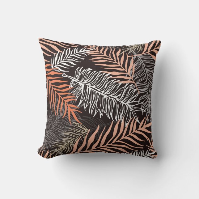 Hand drawn doodle palm leaves pattern kudde (Framsida)